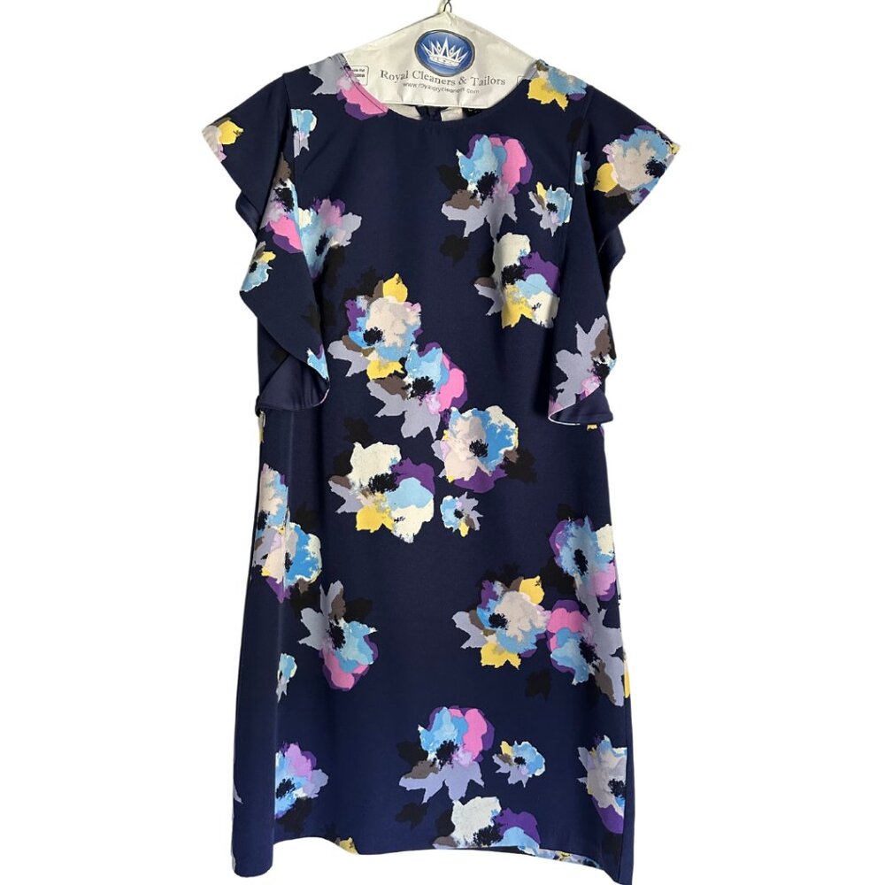 Laundry By Shelli Segal Ruffle Sleeve Floral Mini Dress in Navy Multi Size 12